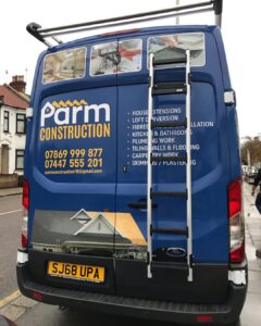 blue van signage